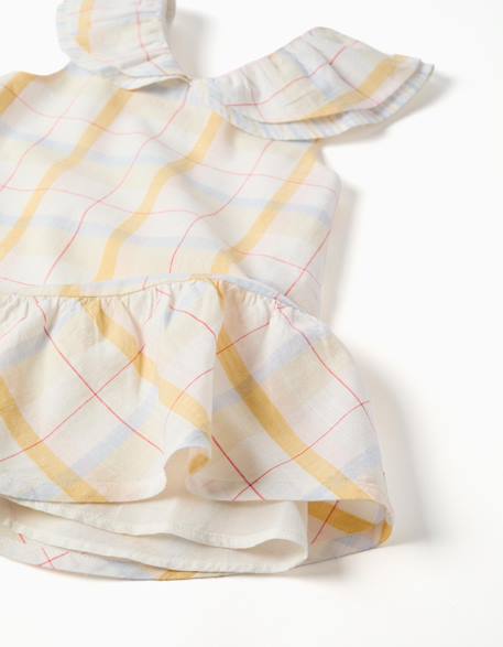 Robe en coton à carreaux et volants b&s Blanc 4 - vertbaudet enfant 