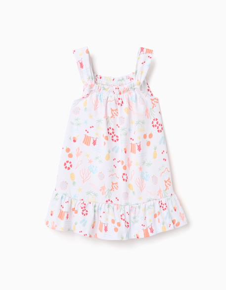 Robe évasée sans manches en coton avec motif plage Blanc 2 - vertbaudet enfant 
