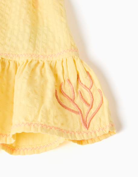 Robe sans manches en coton avec algues brodées Jaune clair 4 - vertbaudet enfant 