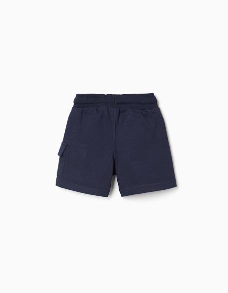 Short cargo en molleton avec cordon de serrage Bleu foncé 2 - vertbaudet enfant 