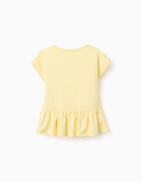 T-shirt en coton avec ourlet à volants Blanc+Jaune clair+Rose 6 - vertbaudet enfant 