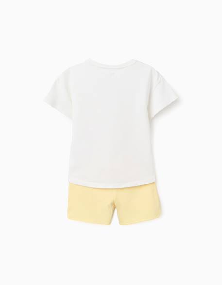 T-shirt avec imprimé étoile de mer + short en coton Jaune clair 2 - vertbaudet enfant 