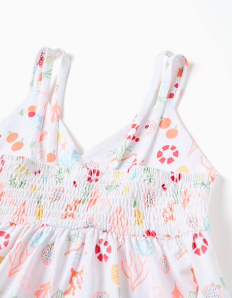 Robe évasée sans manches en coton avec motif plage Blanc 3 - vertbaudet enfant 