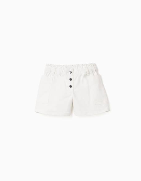 Short en sergé avec poches cargo et taille élastique Blanc+Rose 1 - vertbaudet enfant 