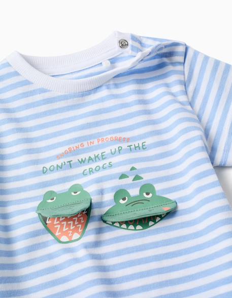 Pyjama en coton avec imprimé alligator Bleu clair 3 - vertbaudet enfant 