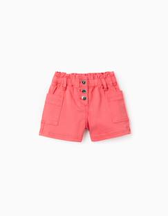 -Short en sergé avec poches cargo et taille élastique