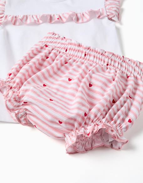 Pyjama en coton à rayures et cœurs Blanc 4 - vertbaudet enfant 