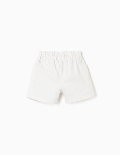 Short en sergé avec poches cargo et taille élastique Blanc+Rose 2 - vertbaudet enfant 