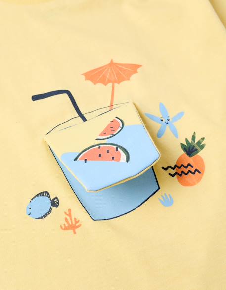 T-shirt en coton avec imprimé poisson 3d Bleu clair+Jaune clair 8 - vertbaudet enfant 