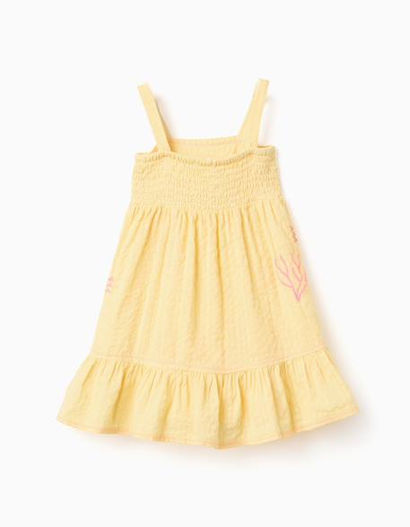 Robe sans manches en coton avec algues brodées Jaune clair 2 - vertbaudet enfant 