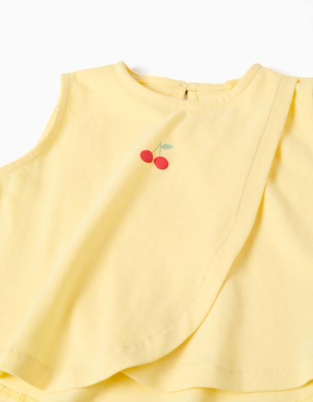 Débardeur en coton avec imprimé cerise Jaune clair 3 - vertbaudet enfant 