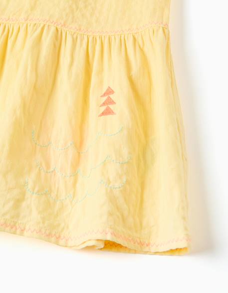 Robe sans manches en coton avec algues brodées Jaune clair 4 - vertbaudet enfant 
