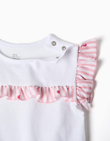 Pyjama en coton à rayures et cœurs Blanc 3 - vertbaudet enfant 