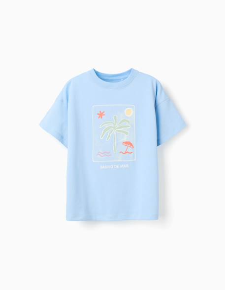 Garçon-T-shirt en coton avec imprimé banho de mar