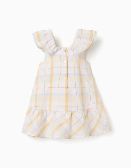 Robe en coton à carreaux et volants b&s Blanc 2 - vertbaudet enfant 