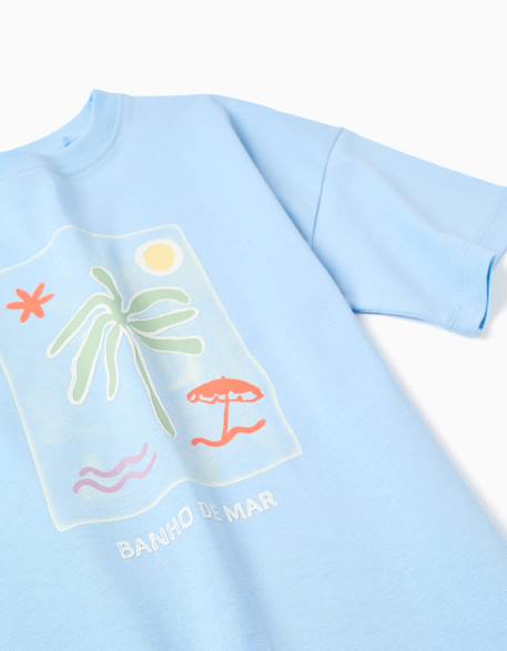 T-shirt en coton avec imprimé banho de mar Bleu clair+Jaune clair 3 - vertbaudet enfant 