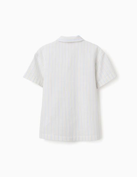 Chemise à manches courtes en coton à rayures b&s Bleu clair 3 - vertbaudet enfant 