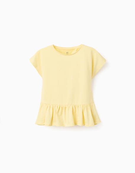 T-shirt en coton avec ourlet à volants Blanc+Jaune clair+Rose 5 - vertbaudet enfant 