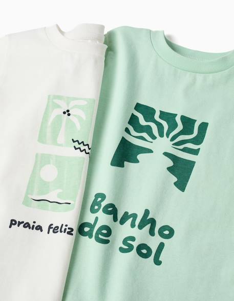 Lot de 2 t-shirts en coton avec imprimés plage Blanc 4 - vertbaudet enfant 