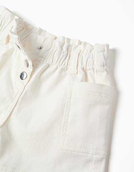 Short en sergé avec poches cargo et taille élastique Blanc+Rose 3 - vertbaudet enfant 