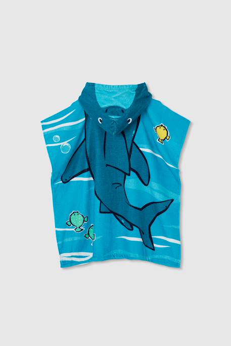 Serviette en coton à capuche requin Bleu 2 - vertbaudet enfant 