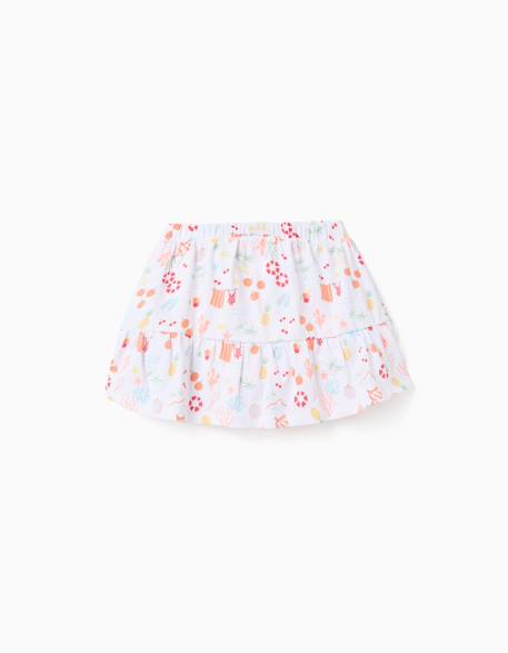 Jupe-short en coton avec motif plage et taille élastique Blanc 2 - vertbaudet enfant 