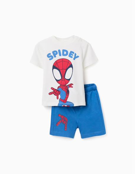 T-shirt en coton et short avec imprimé spidey Bleu 1 - vertbaudet enfant 