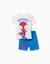 T-shirt en coton et short avec imprimé spidey Bleu 1 - vertbaudet enfant 