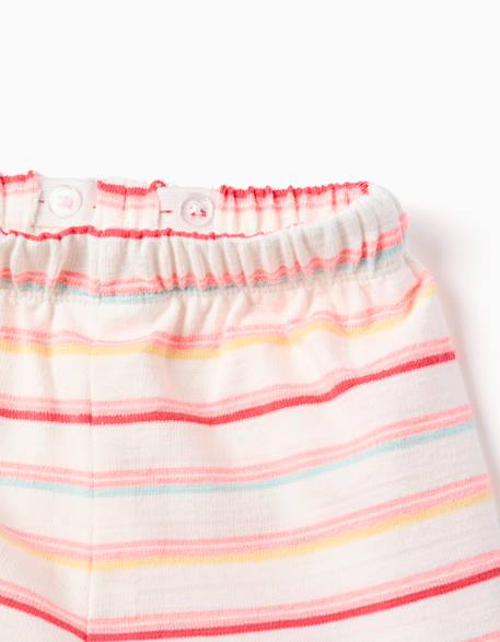 Short en coton à rayures et taille élastique Blanc 3 - vertbaudet enfant 