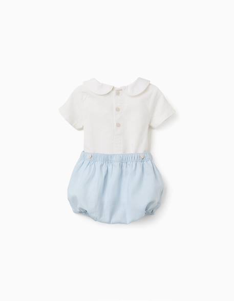 Combinaison 2-en-1 en coton et lin Bleu clair 2 - vertbaudet enfant 