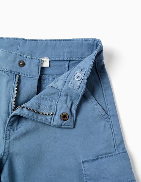 Short midi en sergé avec poches cargo Bleu 3 - vertbaudet enfant 