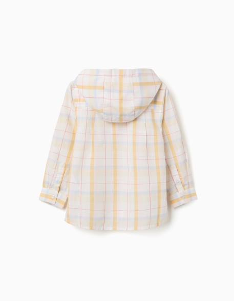 Chemise en coton à carreaux avec capuche b&s Blanc 3 - vertbaudet enfant 