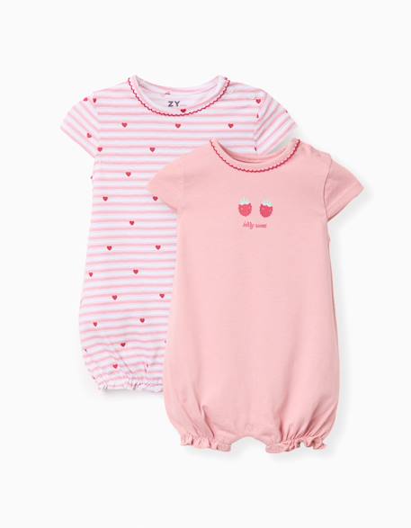 Bébé-Salopette, combinaison-Lot de 2 combishorts en coton avec imprimés
