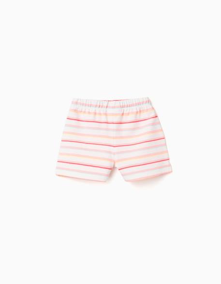 Short en coton à rayures et taille élastique Blanc 2 - vertbaudet enfant 