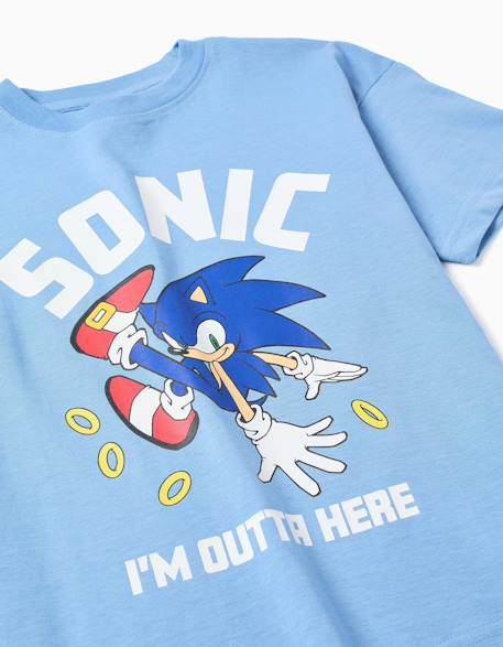 T-shirt en coton avec imprimé sonic sur le devant Bleu clair 3 - vertbaudet enfant 