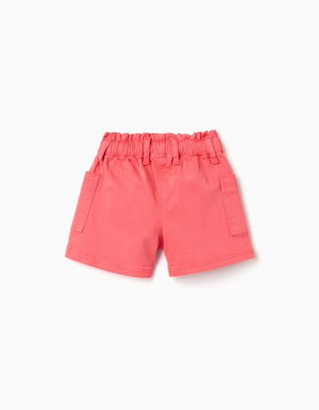 Short en sergé avec poches cargo et taille élastique Blanc+Rose 5 - vertbaudet enfant 