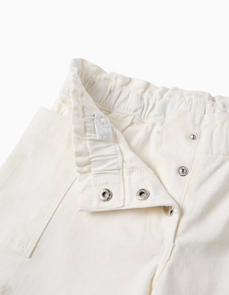 Short en sergé avec poches cargo et taille élastique Blanc+Rose 3 - vertbaudet enfant 