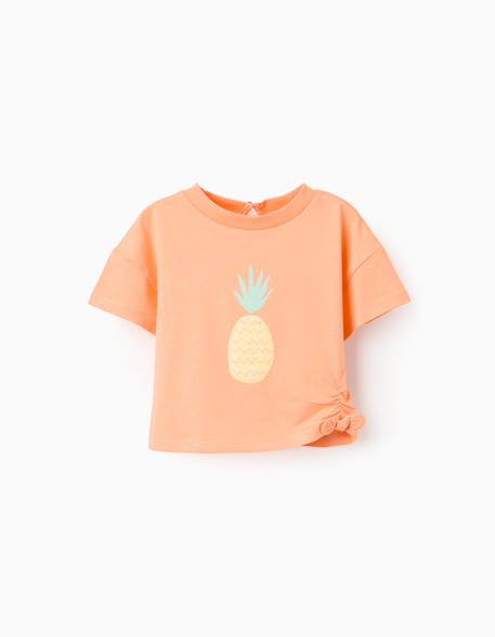 T-shirt en coton avec imprimé ananas Orange 1 - vertbaudet enfant 