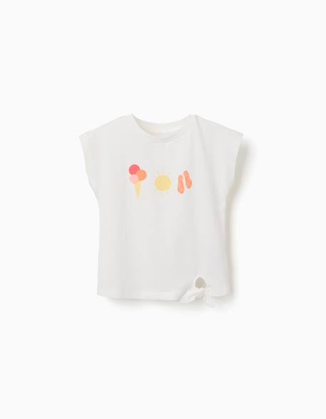 Fille-T-shirt en coton avec imprimé d'été