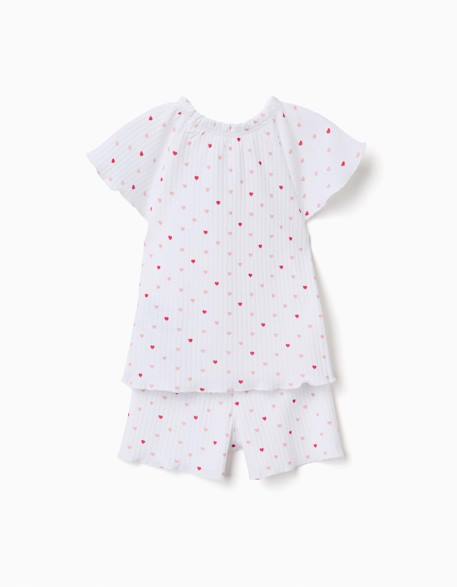 Pyjama en coton côtelé avec motif cœur Blanc 2 - vertbaudet enfant 
