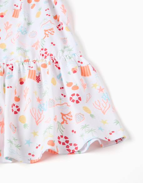 Robe évasée sans manches en coton avec motif plage Blanc 4 - vertbaudet enfant 