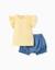 Ensemble t-shirt en coton et short en jean Jaune clair 1 - vertbaudet enfant 