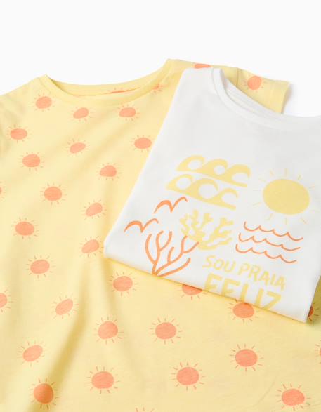 Lot de 2 t-shirts en coton avec imprimés d'été Bleu clair+Jaune clair+Rose 7 - vertbaudet enfant 