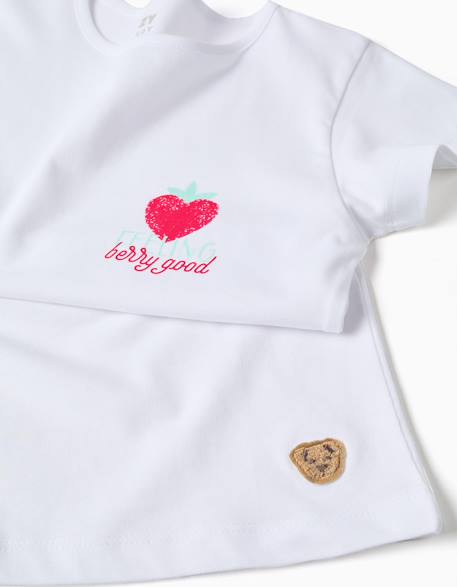 Pyjama en coton à manches courtes et imprimé cœur Blanc 3 - vertbaudet enfant 