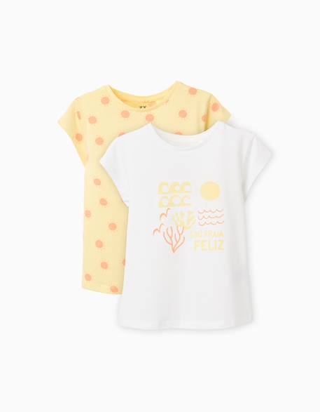 Fille-Lot de 2 t-shirts en coton avec imprimés d'été