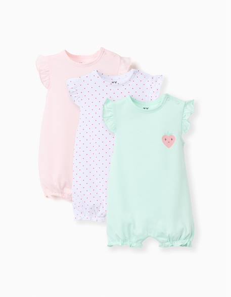 Lot de 3 combishorts sans manches en coton Multicolore 1 - vertbaudet enfant 