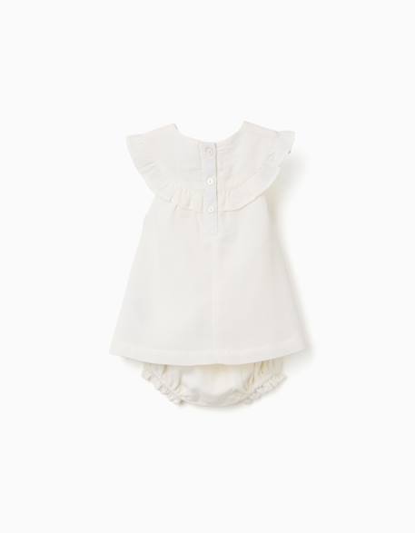 Robe en coton et lin avec broderie Blanc 2 - vertbaudet enfant 