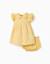 Robe en coton avec broderie et volants b&s Jaune clair 1 - vertbaudet enfant 