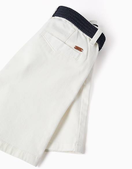 Short midi en sergé avec ceinture Blanc+Bleu clair+Jaune 4 - vertbaudet enfant 