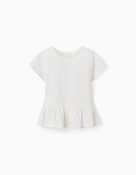 Fille-T-shirt, sous-pull-T-shirt en coton avec ourlet à volants